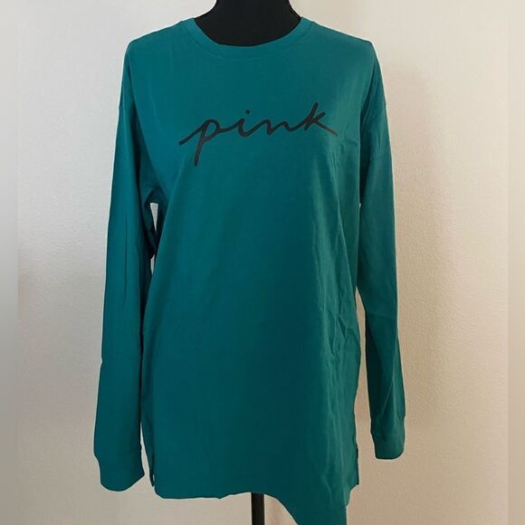 NWT PINK Victoria’s Secret Long Sleeve Campus T-Shirt - Picture 1 of 6
